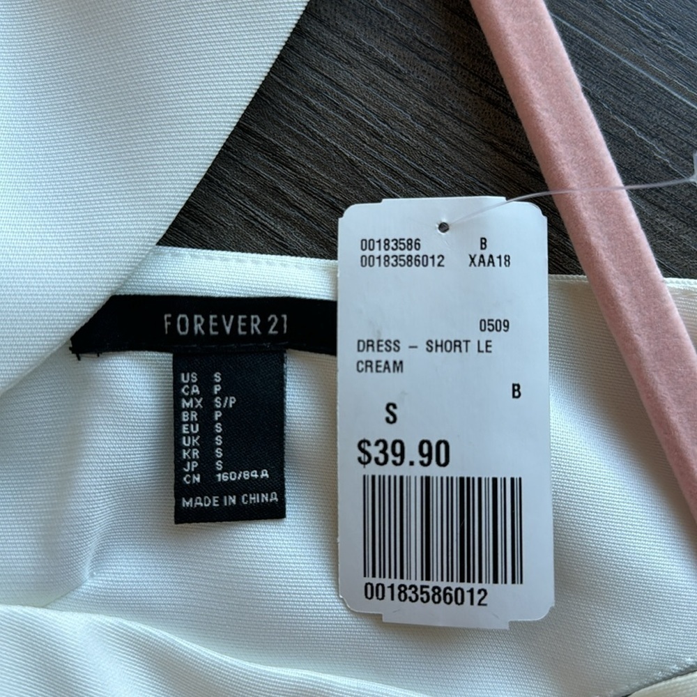 FOREVER 21 Cream Plunge Mini Dress, Small - Picture 4 of 8